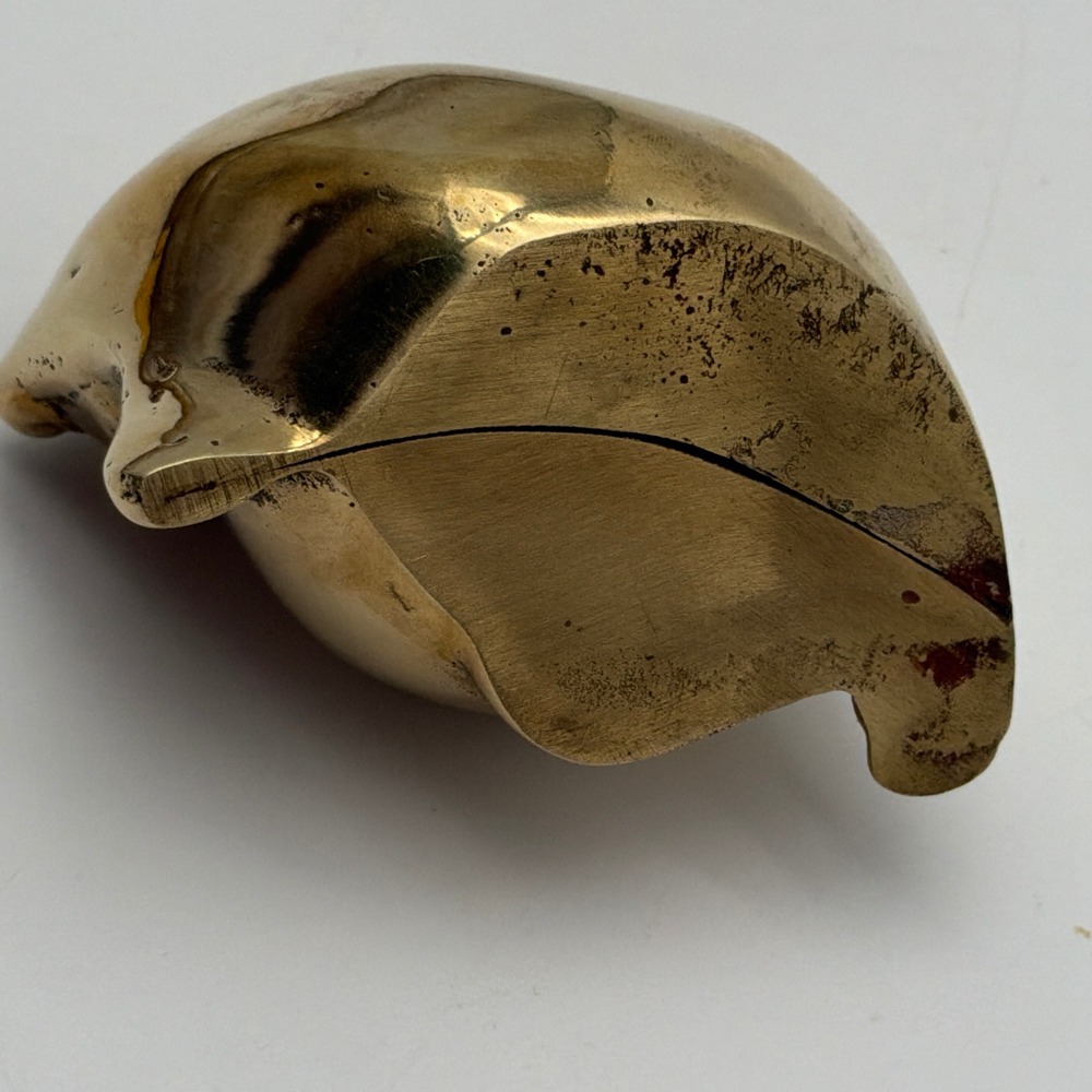 Vintage Solid Brass Frog Figurine Mid Century Modern Stylized Toad Paperweight - Picture 5 of 5